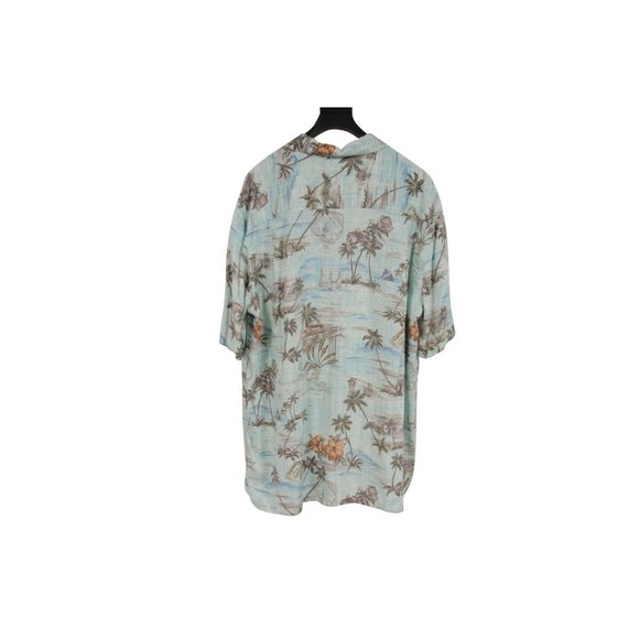 Batik Bay Mens Vintage Hawaiian Button Down Shirt SIze Large Mint Green Rayon - Picture 6 of 7